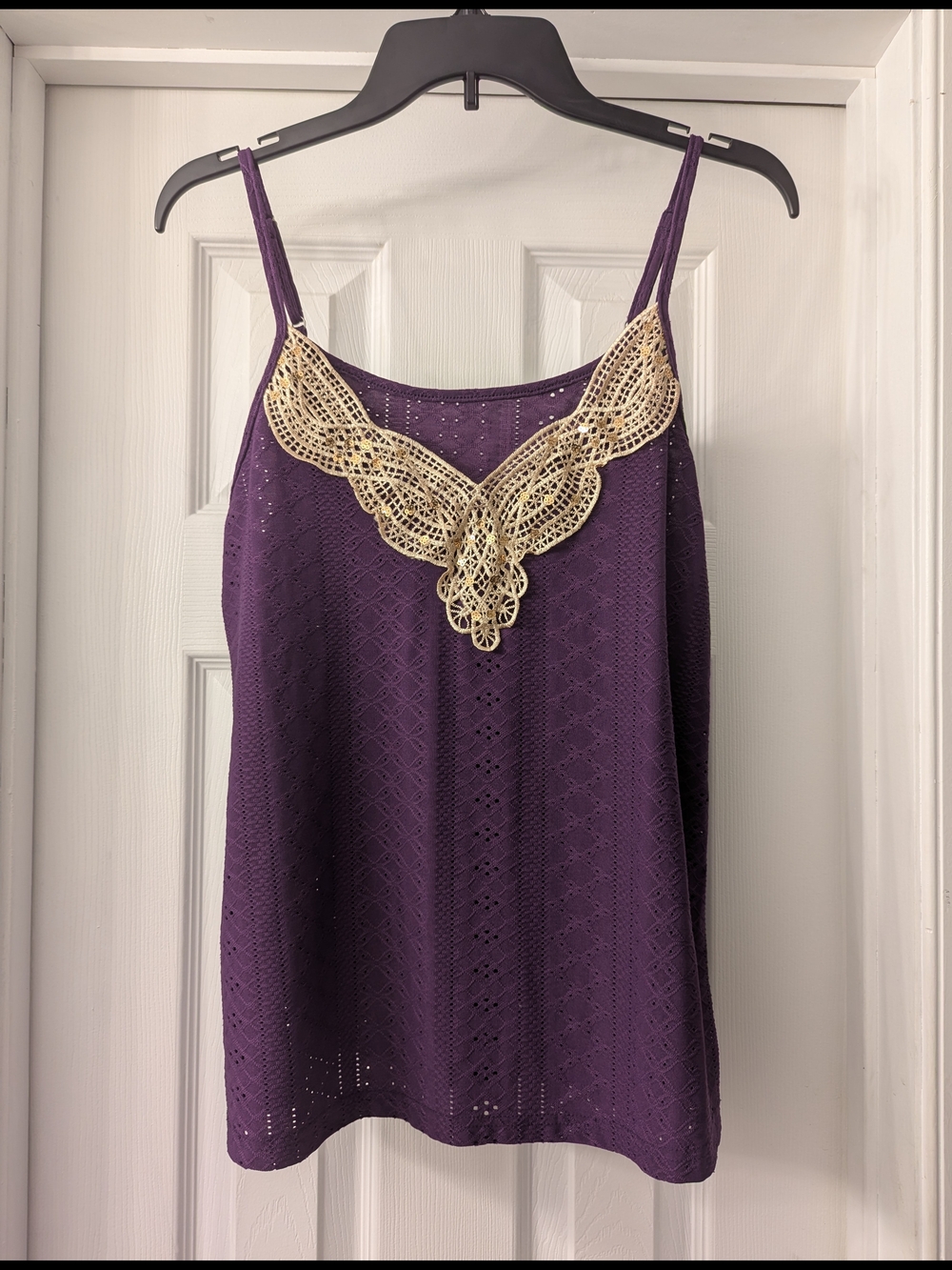 SHEIN Purple Lace-Trim Spaghetti Strap Camisole